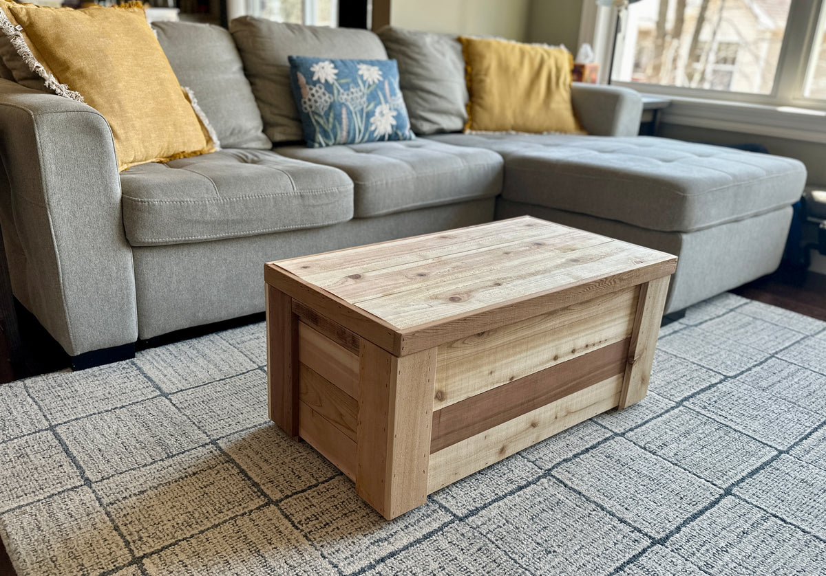 Farmhouse Cedar Trunk, Toybox, Wooden Chest, Porch Delivery Box